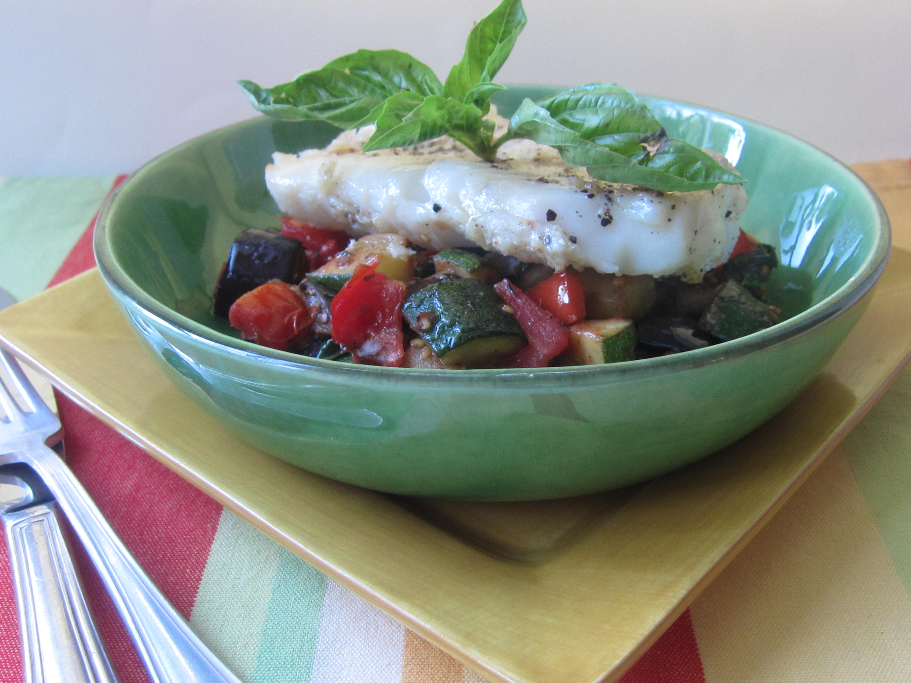 Easy Ratatouille with Roasted Fish | Betty Rosbottom